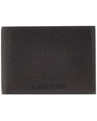 Emporio Armani - Grained Leather Bi-Fold Wallet - Lyst