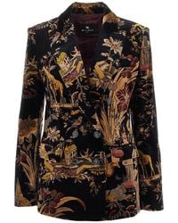 Etro - Paisley Velvet Double-Breasted Jacket - Lyst