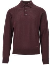 Emporio Armani - Fine Knit Polo Sweater - Lyst