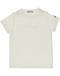 Moncler - Stretch Cotton T-Shirt With Logo Embroidery Kids - Lyst