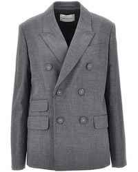 Ami Paris - Double-Breasted Wool Blazer With Belt - Lyst