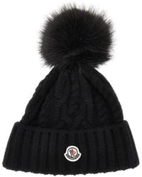Moncler - Cashmere And Wool Beanie Hat With Logo Patch - Lyst