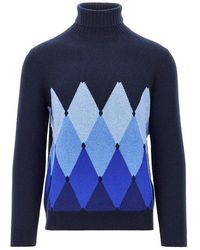 Ballantyne - Diamond-Shaped Cashmere Turtleneck Sweater - Lyst