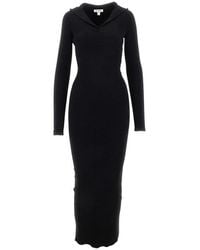 Alaïa - Knitted Hooded Long Dress - Lyst