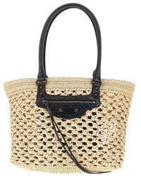 Balenciaga - Raffia Medium 'Le City' Basket Bag - Lyst