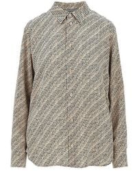Balenciaga - Silk Crêpe Shirt With Monogram Print - Lyst