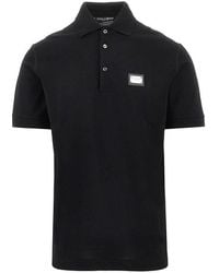 Dolce & Gabbana - Piquet Polo Shirt With Logo Plate - Lyst