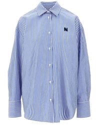 MSGM - Striped Poplin Oversized Shirt - Lyst