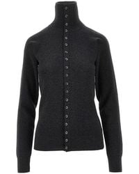 Lemaire - Wool Turtleneck Cardigan - Lyst