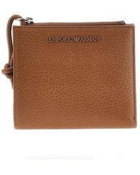 Emporio Armani - Grained Leather Bi-Fold Wallet - Lyst