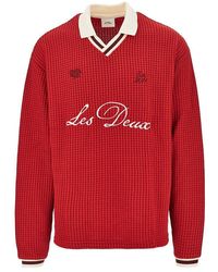 Les Deux - Knitted Polo Shirt With Logo Embroidery - Lyst
