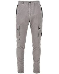 Stone Island - Organic Cotton Pants With Logo Badge - Lyst