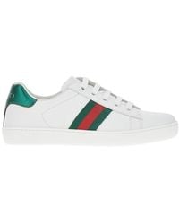 Gucci - Leather Sneakers With Web Ribbon Detail Kids - Lyst