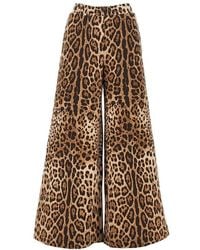 Dolce & Gabbana - Wide-Leg Pants With Leopard-Print - Lyst