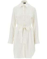Emporio Armani - Linen-Blend Short Shirt Dress - Lyst