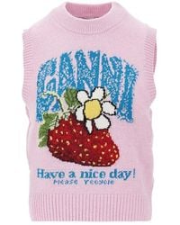 Ganni - Wool-Blend Knitted Top - Lyst