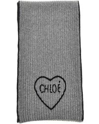Chloé - Chloé Encoeur Wool Cashmere Scarf - Lyst