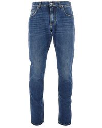 Dolce & Gabbana - Regular Fit Jeans With Logo Plate - Lyst