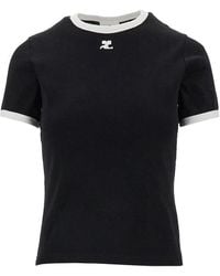 Courreges - Cotton T-Shirt With Contrasting Trims - Lyst