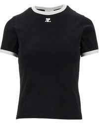 Courreges - Cotton T-Shirt With Contrasting Trims - Lyst