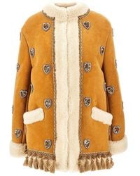 Valentino - Embroidered Shearling Coat - Lyst