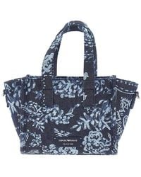 Emporio Armani - Bandana Printed Canvas Small Shopping Bag - Lyst