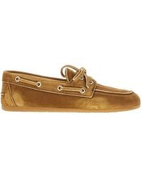 Miu Miu - Suede Leather Deck Shoes - Lyst
