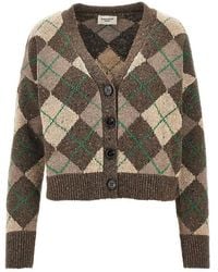 Weekend by Maxmara - Wool-Blend Argyle Cardigan - Lyst