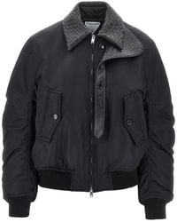 Bottega Veneta - Nylon Bomber Jacket With Intrecciato Motif - Lyst