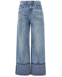 Tory Burch - Straight Leg Jeans With T Monogram Motif - Lyst
