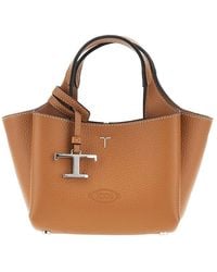 Tod's - Grained Leather Mini Shopping Bag - Lyst