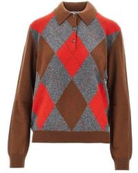 Prada - Cashmere Lozenge Polo Sweater - Lyst