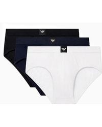 EA BODYWEAR - Stretch Cotton 3-Pack Brief - Lyst