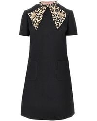 Valentino - Crepe Couture Mini Dress With Animalier Bow - Lyst