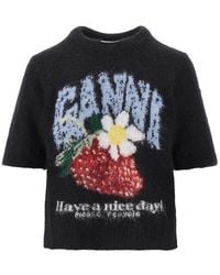 Ganni - Wool-Blend Knitted Top - Lyst