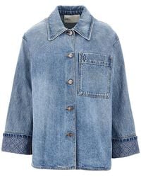 Tory Burch - Denim Jacket With T Monogram Motif - Lyst