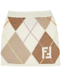 Fendi - Knitted Skirt With Diamond Motif Kids 12 - Lyst