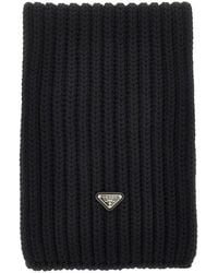 Prada - Wool Scarf With Triangle Logo - Lyst
