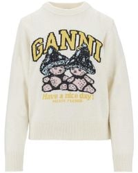 Ganni - 'Mushroom Teddy' Wool-Blend Sweater - Lyst
