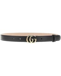Gucci - Smooth Leather Belt With Double G Buckle - Lyst