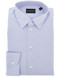Emporio Armani - Micro-Textured Cotton Shirt - Lyst