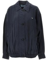 Prada - Creased Washed Silk Blouson Jacket - Lyst