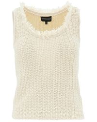 Emporio Armani - Raffia- Effect Crochet Top - Lyst