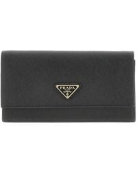 Prada - Saffiano Leather Clutch With Triangle Logo - Lyst