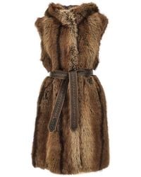 Pinko - Faux Fur Vest With Belt - Lyst