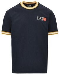 EA7 - Cotton T-Shirt With Logo Print - Lyst