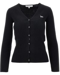 Maison Kitsuné - Cardigan A Costine Con Patch 'Baby Fox' Donna - Lyst