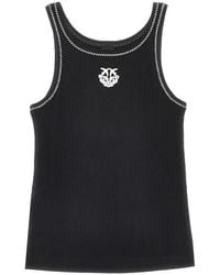 Pinko - Love Birds Embroidery Ribbed Tank Top - Lyst