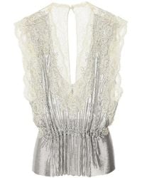 Rabanne - Metal Mesh Top With Lace Details - Lyst