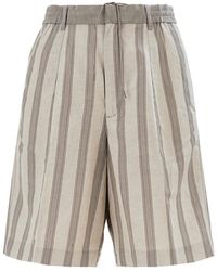 Emporio Armani - Striped Motif Linen-Blend Shorts - Lyst